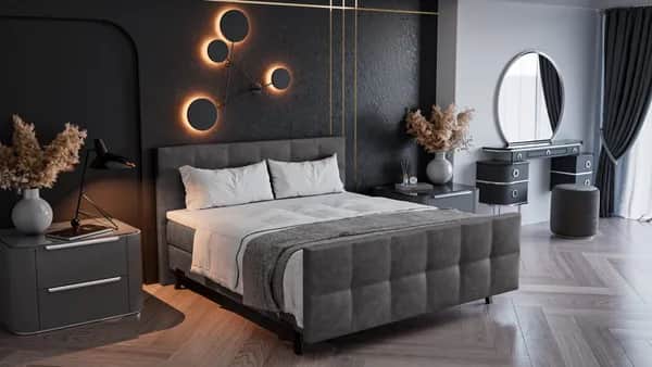 Premium Boxspringbett 160/180x200 oder 180x210 (auf Wunsch mit Motor), Kunstleder anthrazit, grau, grün, H2, H3