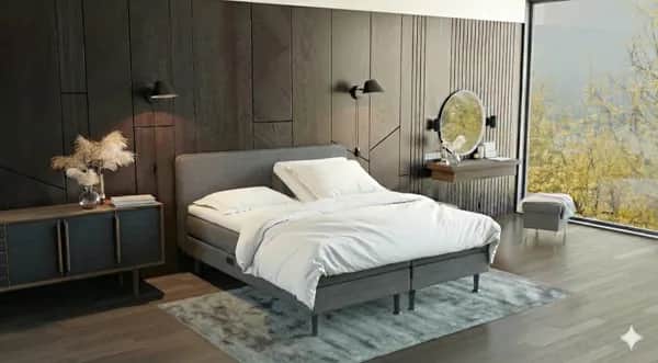 Boxspringbett (BD-350)  140/160/180x200, Stoff grau, anthrazit, beige, H2, H3, schnell lieferbar