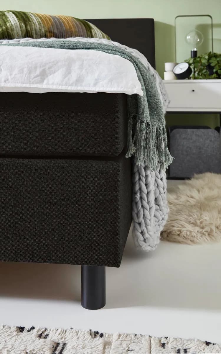 Boxspringbett Angebot 140x200/180x200 (BD-100) – Stoff schwarz, H2, schnell lieferbar